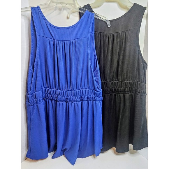 Bundle of 2 Shein Curve Tank Top Tie Front Sleeveless Casual Ribbed Size 1XL - Picture 2 of 5